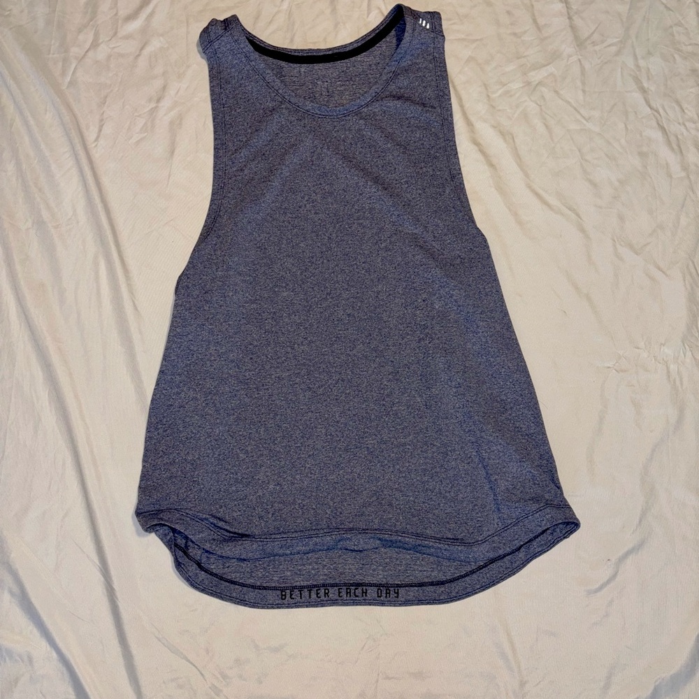 Heathered blue/white License to Train Lululemon tank